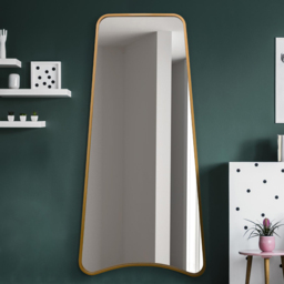 MirrorOutlet The Coartans Gold Metal Trapezoid Wall Mirror 200 x 95cm - Wilko - thumbnail 3