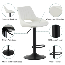 Stacey Cream Height Adjustable Kitchen Bar Stool with Footrest Set of 2 - MCC - Wilko - thumbnail 5