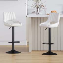 Stacey Cream Height Adjustable Kitchen Bar Stool with Footrest Set of 2 - MCC - Wilko