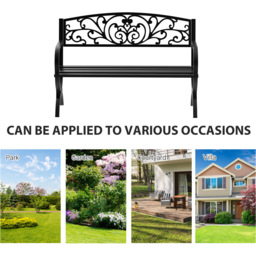 Outsunny 2 Seater Black Metal Bench with Armrest - Wilko - thumbnail 7