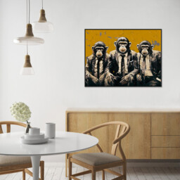 Trio of Monkeys Textured Framed Canvas Yellow - Wilko - thumbnail 5