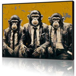 Trio of Monkeys Textured Framed Canvas Yellow - Wilko - thumbnail 4