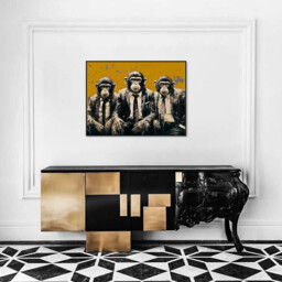 Trio of Monkeys Textured Framed Canvas Yellow - Wilko - thumbnail 6