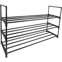 AMOS 3 Tier Black Shoe Rack - Size: 31 x 90 x 55cm - Wilko - thumbnail 1