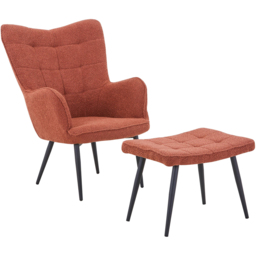 Paris Boucle Copper Armchair and Footstool Set - Size: Single - Orange - Shankar - Wilko - thumbnail 3