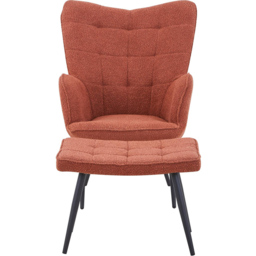 Paris Boucle Copper Armchair and Footstool Set - Size: Single - Orange - Shankar - Wilko - thumbnail 4