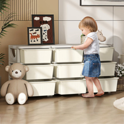 HOMCOM 9 Drawer Cream Kids Chest of Drawers - Size: 9 Drawers - Wilko