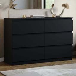 Vida Designs Denver 6 Drawer Black Chest of Drawers - Wilko