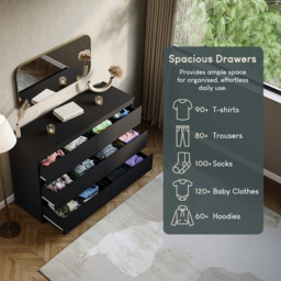 Vida Designs Denver 6 Drawer Black Chest of Drawers - Wilko - thumbnail 7