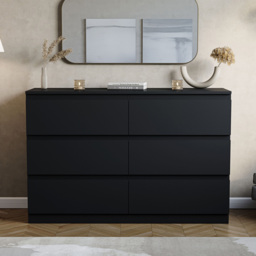 Vida Designs Denver 6 Drawer Black Chest of Drawers - Wilko - thumbnail 4
