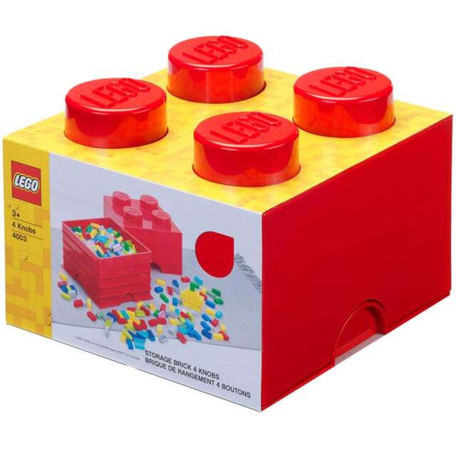 LEGO 4 Knobs Red Storage Brick - Size: 25 x 25 x 18cm - Wilko - image 1