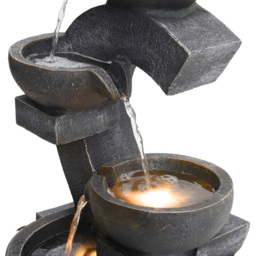 Living and Home 3 Tier LED Cascading Bowl Outdoor Water Fountain - Size: 47 x 30 x 25cm - Grey - Wilko - thumbnail 5