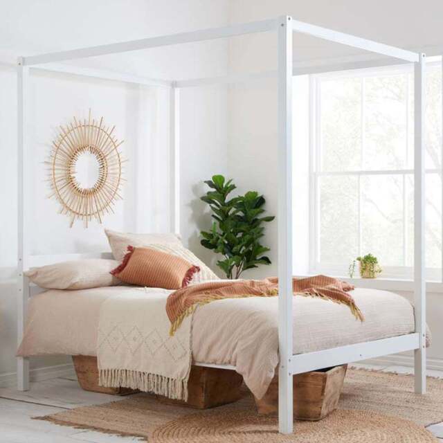 Mercia Double White Four Poster Bed Frame - Birlea - Wilko - image 1
