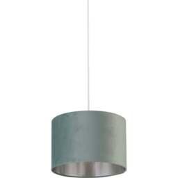 Lighting Collection Sage Green Silver Inner Velvet Drum Shade - Size: 20 x 30 x 30cm - Wilko - thumbnail 1