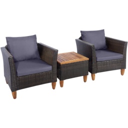 Costway 2 Seater Grey Rattan Bistro Set - Wilko - thumbnail 3