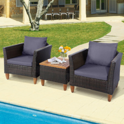 Costway 2 Seater Grey Rattan Bistro Set - Wilko - thumbnail 1
