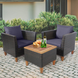 Costway 2 Seater Grey Rattan Bistro Set - Wilko - thumbnail 4