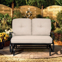 Costway 2 Seater Beige Patio Glider Chair with Cushions - Cream - Wilko - thumbnail 5