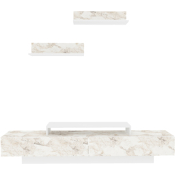 Decorotika Lusi 2 Door Single Shelf White Marble Effect and White TV Unit with 2 Wall Shelf - Size: 40 x 180 x 32cm - Wilko - thumbnail 3