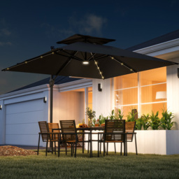 Outsunny 2 Tier Black Aluminium Solar LED Crank and Tilt Cantilever Parasol 3.5m - Size: 4m - Wilko - thumbnail 3