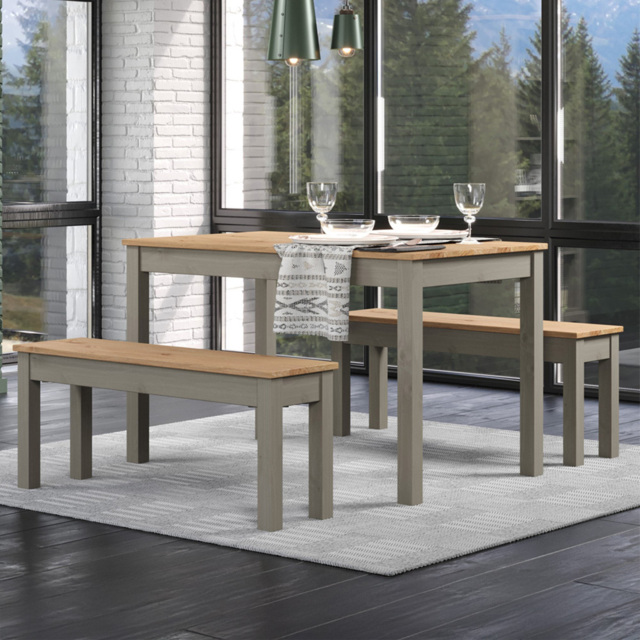 Core Products Corona Linea 6 Seater Large Dining Table Bench Set Grey - Wilko - image 1