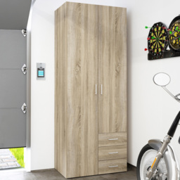 Florence Space 2 Door 3 Drawer Oak Wardrobe - Size: 2 Door, 3 Drawer - Brown - Furniture To Go - Wilko - thumbnail 1