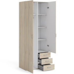 Florence Space 2 Door 3 Drawer Oak Wardrobe - Size: 2 Door, 3 Drawer - Brown - Furniture To Go - Wilko - thumbnail 5