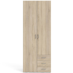 Florence Space 2 Door 3 Drawer Oak Wardrobe - Size: 2 Door, 3 Drawer - Brown - Furniture To Go - Wilko - thumbnail 4
