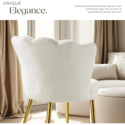 tectake Stella Cream and Gold Faux Fur Armchair - Size: Single - Wilko - thumbnail 7