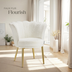 tectake Stella Cream and Gold Faux Fur Armchair - Size: Single - Wilko - thumbnail 5