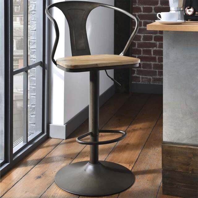 Dark Brown Industrial Iron Bar Stool - Size: Single - Wilko - image 1