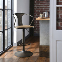Dark Brown Industrial Iron Bar Stool - Size: Single - Wilko - thumbnail 6