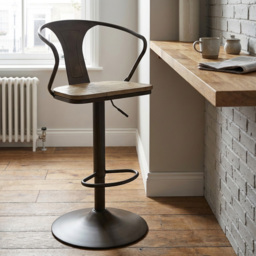 Dark Brown Industrial Iron Bar Stool - Size: Single - Wilko - thumbnail 5