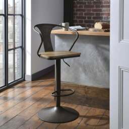 Dark Brown Industrial Iron Bar Stool - Size: Single - Wilko - thumbnail 3