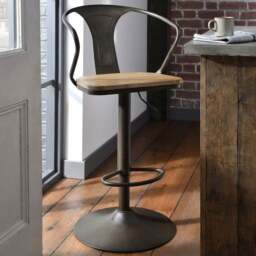 Dark Brown Industrial Iron Bar Stool - Size: Single - Wilko - thumbnail 4