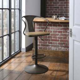 Dark Brown Industrial Iron Bar Stool - Size: Single - Wilko - thumbnail 7