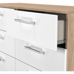Crowndale Devon 6 Drawer Matt White and Bardolino Oak Wide Chest of Drawers Ready Assembled - White Matt & Bardolino Oak - Wilko - thumbnail 7