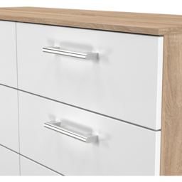 Crowndale Devon 6 Drawer Matt White and Bardolino Oak Wide Chest of Drawers Ready Assembled - White Matt & Bardolino Oak - Wilko - thumbnail 6