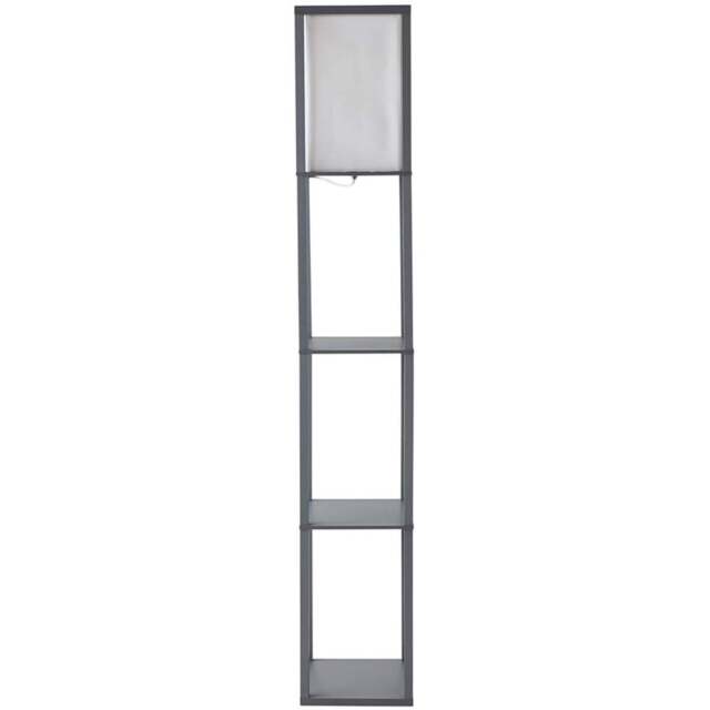 ValueLights Struttura 3 Shelf Fabric Shade Grey Shelving Unit Floor Lamp - Size: 159 x 26 x 26cm - Wilko - image 1