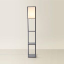 ValueLights Struttura 3 Shelf Fabric Shade Grey Shelving Unit Floor Lamp - Size: 159 x 26 x 26cm - Wilko - thumbnail 6
