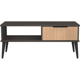 Crowndale Hong Kong Single Drawer Slatt Effect and Graphite Coffee Table Ready Assembled - Size: 40 x 92 x 40cm - Slatt Effect & Graphite - Wilko - thumbnail 3