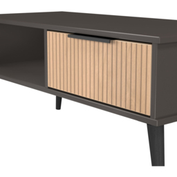 Crowndale Hong Kong Single Drawer Slatt Effect and Graphite Coffee Table Ready Assembled - Size: 40 x 92 x 40cm - Slatt Effect & Graphite - Wilko - thumbnail 6