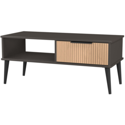 Crowndale Hong Kong Single Drawer Slatt Effect and Graphite Coffee Table Ready Assembled - Size: 40 x 92 x 40cm - Slatt Effect & Graphite - Wilko - thumbnail 5