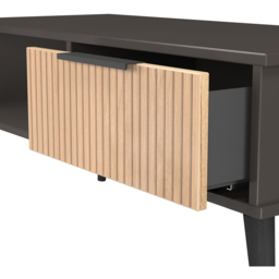 Crowndale Hong Kong Single Drawer Slatt Effect and Graphite Coffee Table Ready Assembled - Size: 40 x 92 x 40cm - Slatt Effect & Graphite - Wilko - thumbnail 7