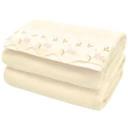 Velosso Charlotte Cotton Cream Bath Towel Set of 2 - Wilko - thumbnail 1