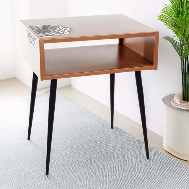 Core Products Galaxy Copper and Black Metal Bedside Table - Size: 55 x 45 x 35cm - Multi - Wilko - image 1