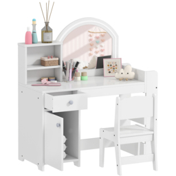 AIYAPLAY 2 Piece White LED Mirror Kids Dressing Table and Stool Set - Size: 96.9 x 38.8 x 88.6cm - Wilko - thumbnail 3