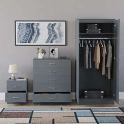 Vida Designs Riano Grey 3 Piece Bedroom Furniture Set - Wilko - thumbnail 4