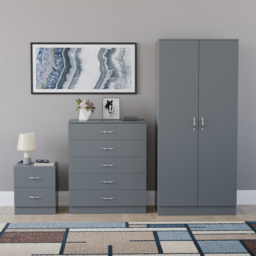 Vida Designs Riano Grey 3 Piece Bedroom Furniture Set - Wilko - thumbnail 3