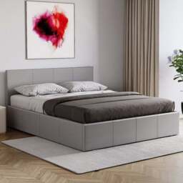 VIDA DESIGNS Lisbon King Size Grey Ottoman Faux Leather Bed Frame - Wilko - thumbnail 1